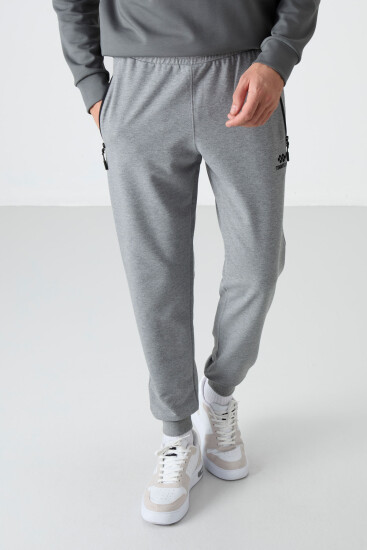 Tommy Life Air Printed Grey-Melange Men's Tracksuit Bottom 
