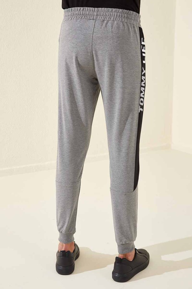 Tommy Life Printed Side Grey-Melange Men's Tracksuit Bottom