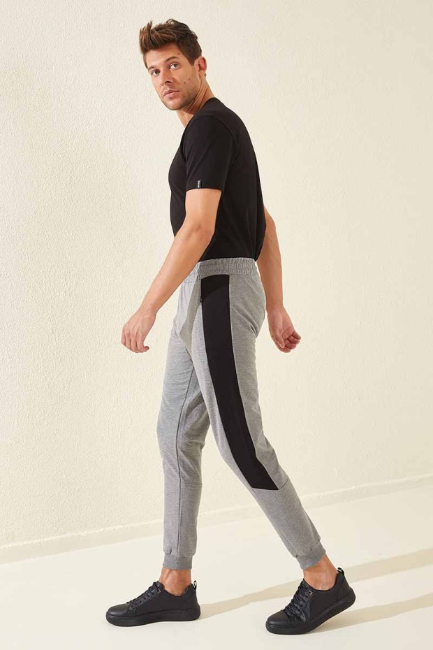 Tommy Life Printed Side Grey-Melange Men's Tracksuit Bottom