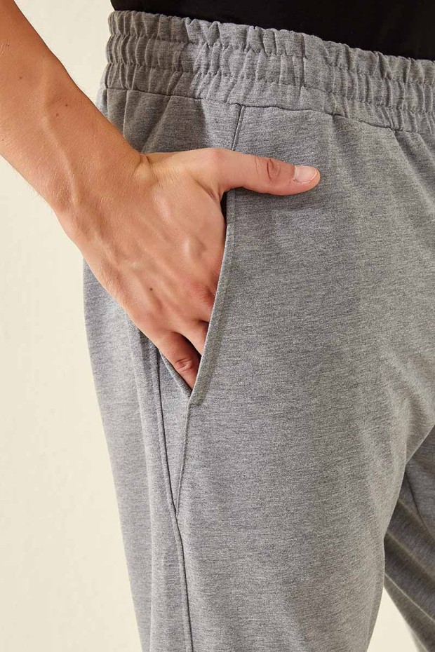 Tommy Life Sports Printed Grey-Melange Men's Tracksuit Bottom