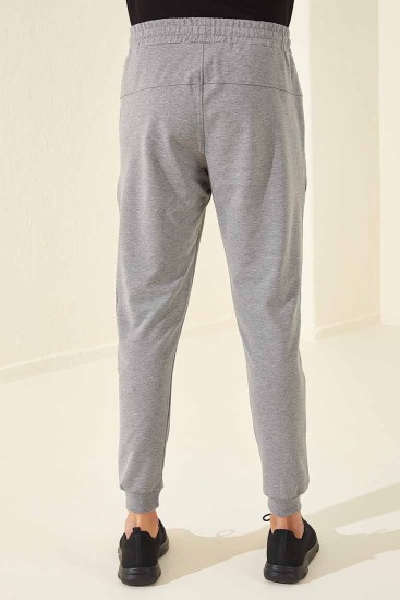 Tommy Life Sports Printed Grey-Melange Men's Tracksuit Bottom - Thumbnail