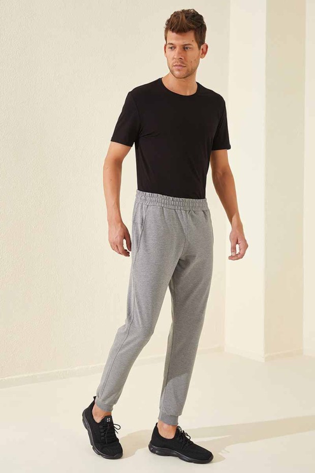 Tommy Life Sports Printed Grey-Melange Men's Tracksuit Bottom