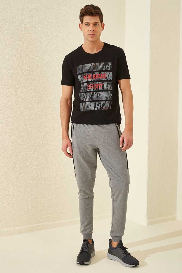 Tommy Life Zipper Pocket Grey-Melange Men's Tracksuit Bottom