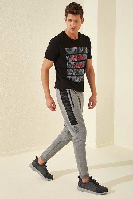 Tommy Life Zipper Pocket Grey-Melange Men's Tracksuit Bottom