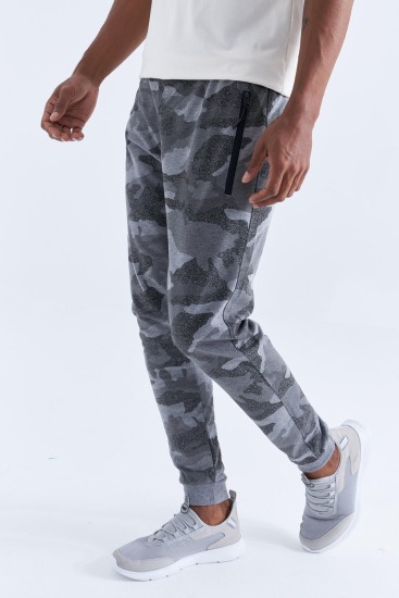 Tommy Life Camouflage Pattern Grey-Melange Men's Tracksuit Bottom - TOMMYLIFE (1)