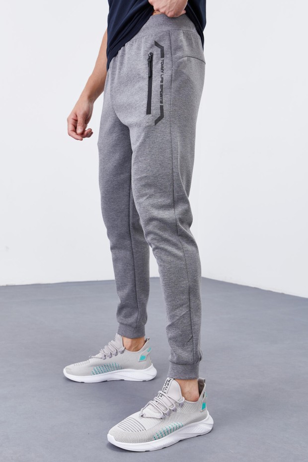 Tommy Life Grey-Melange Men's Tracksuit Bottom