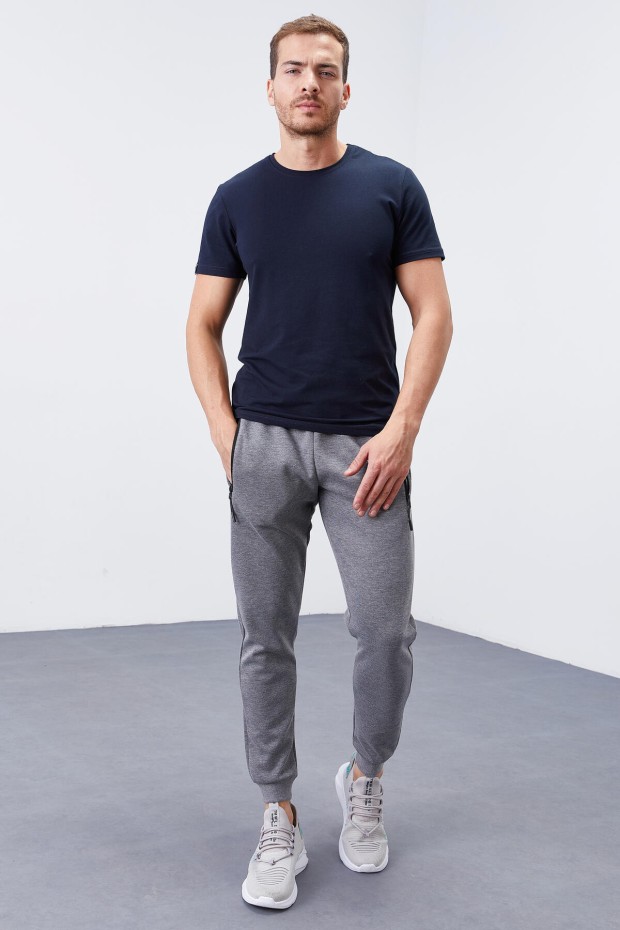 Tommy Life Grey-Melange Men's Tracksuit Bottom