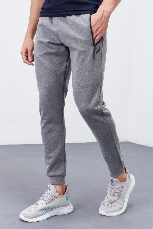 Tommy Life Grey-Melange Men's Tracksuit Bottom