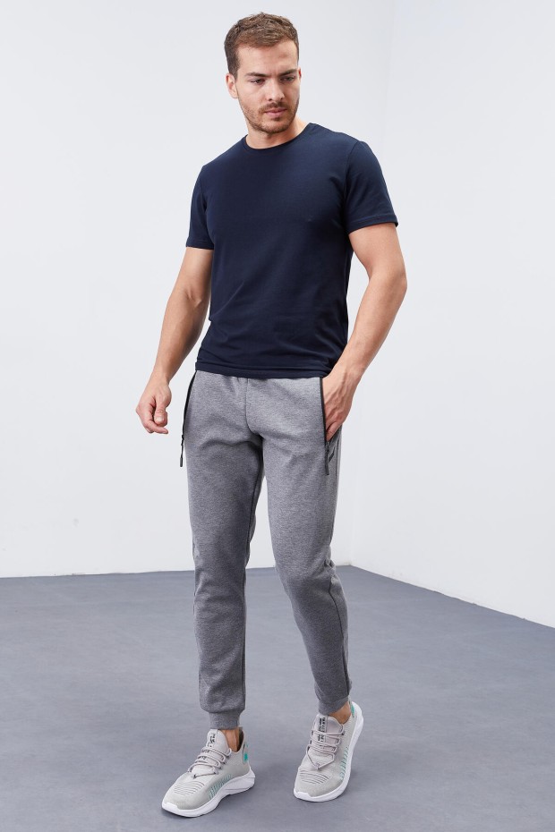 Tommy Life Grey-Melange Men's Tracksuit Bottom