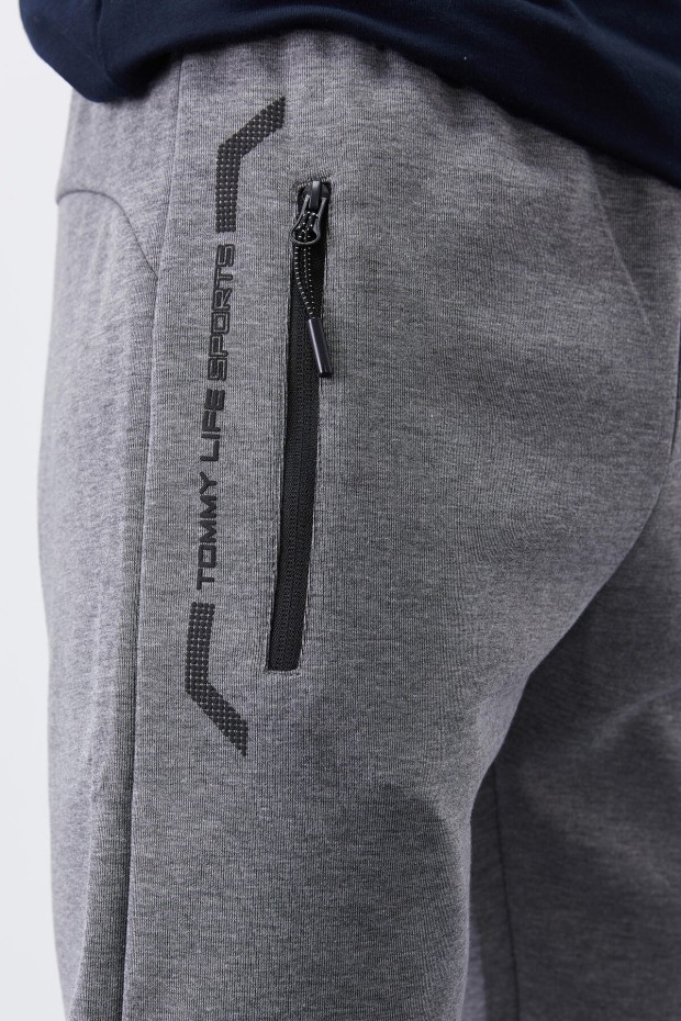 Tommy Life Grey-Melange Men's Tracksuit Bottom