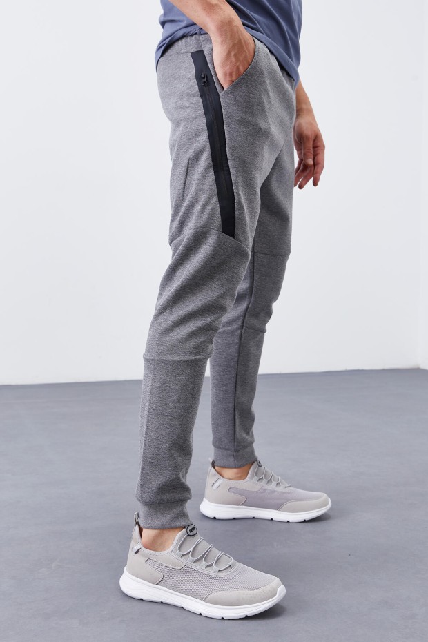 Tommy Life Reverse Zipper Grey-Melange Men's Tracksuit Bottom