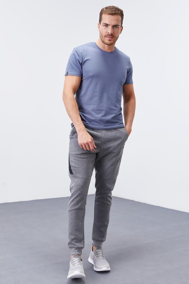 Tommy Life Reverse Zipper Grey-Melange Men's Tracksuit Bottom