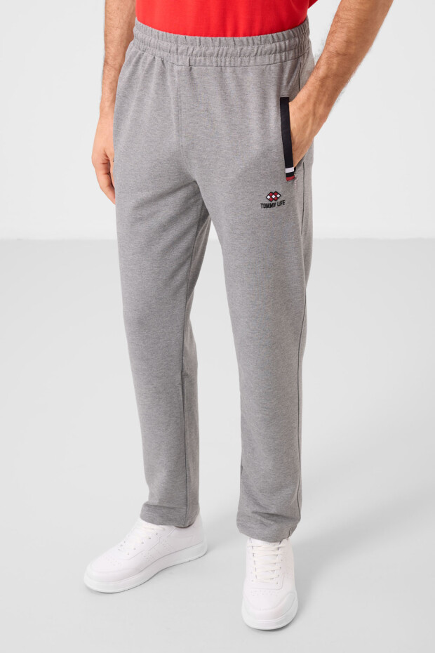 Tommy Life Striped Pocket Grey Melange-Black Men's Tracksuit Bottom