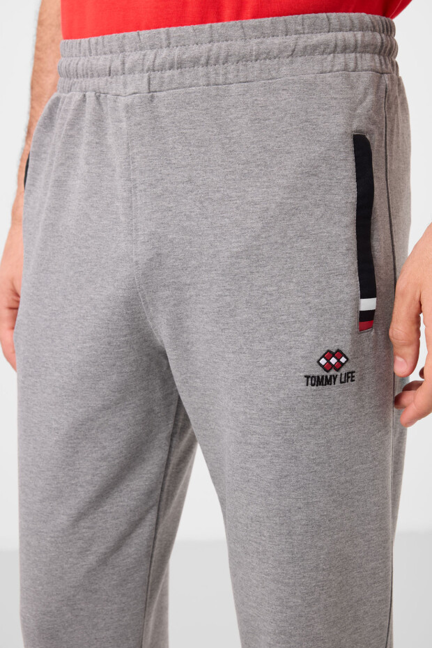 Tommy Life Striped Pocket Grey Melange-Black Men's Tracksuit Bottom