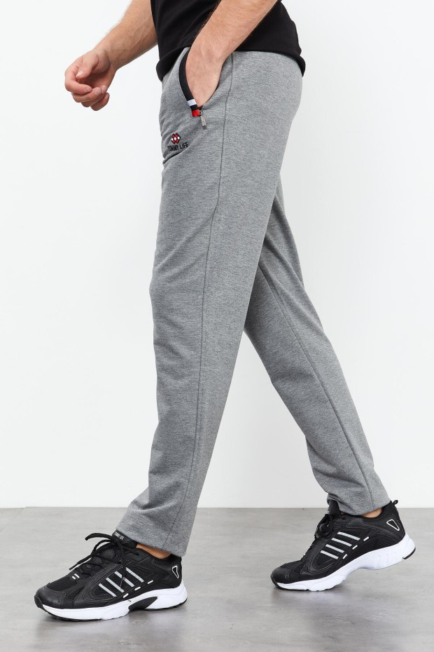 Tommy Life Striped Pocket Grey Melange-Black Men's Tracksuit Bottom