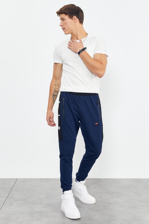 Tommy Life Air Printed Indigo Men's Tracksuit Bottom