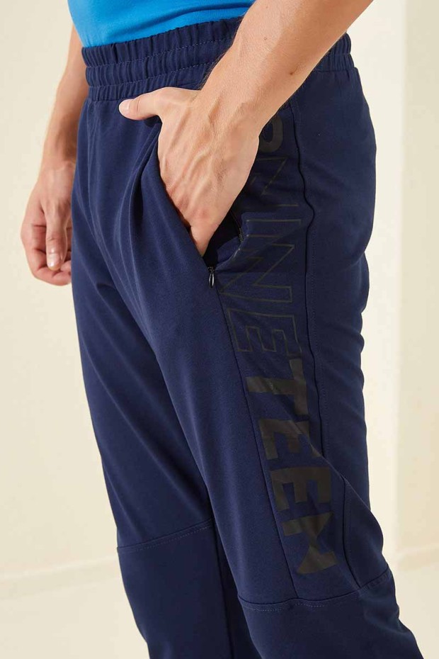 Tommy Life Nineteen Printed Indigo Men's Tracksuit Bottom