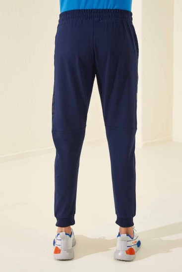 Tommy Life Nineteen Printed Indigo Men's Tracksuit Bottom - Thumbnail