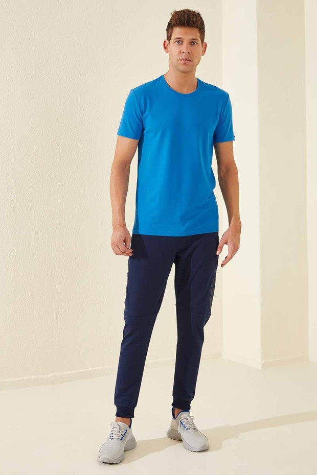 Tommy Life Nineteen Printed Indigo Men's Tracksuit Bottom
