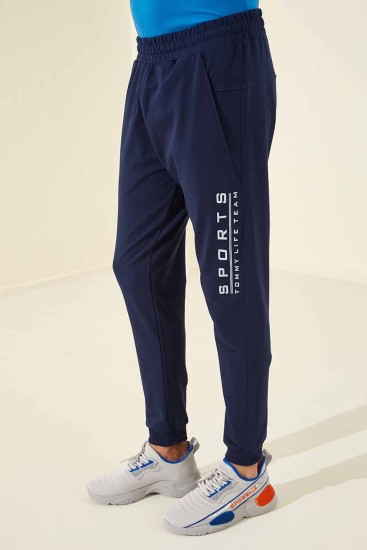 Tommy Life Sports Printed Indigo Men's Tracksuit Bottom - Thumbnail