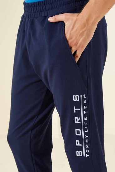 Tommy Life Sports Printed Indigo Men's Tracksuit Bottom - Thumbnail