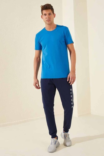 Tommy Life Sports Printed Indigo Men's Tracksuit Bottom - Thumbnail