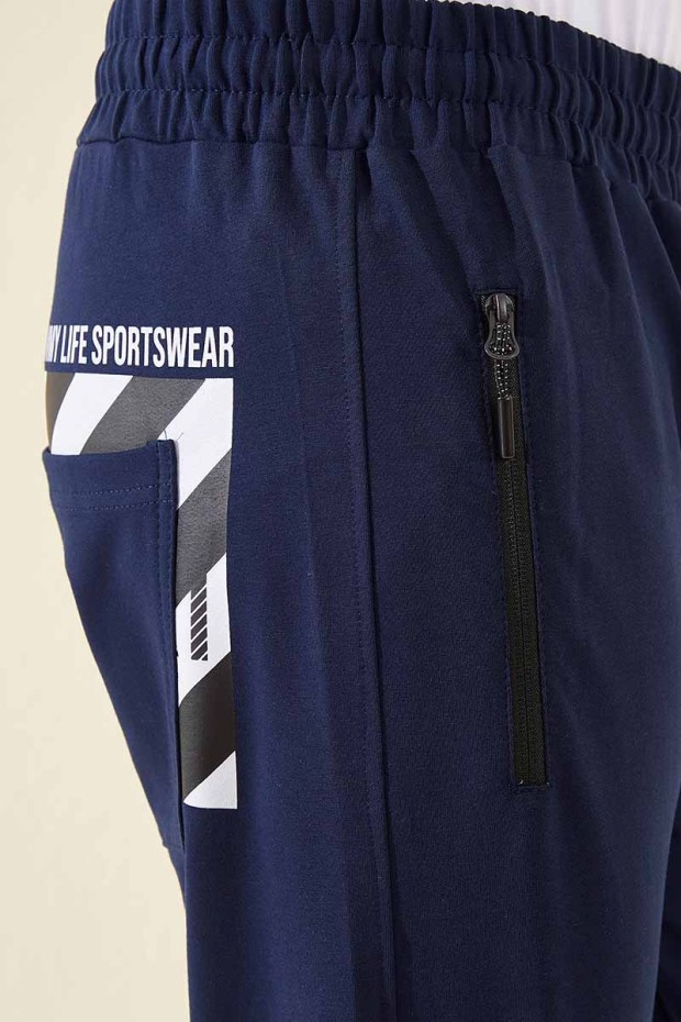 Tommy Life Zipper Pocket Indigo Men's Tracksuit Bottom