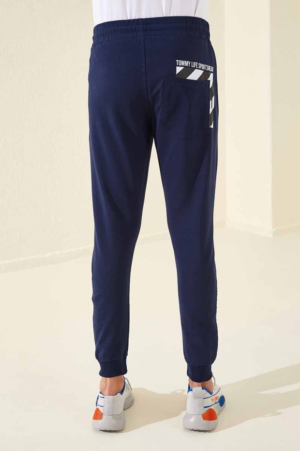 Tommy Life Zipper Pocket Indigo Men's Tracksuit Bottom