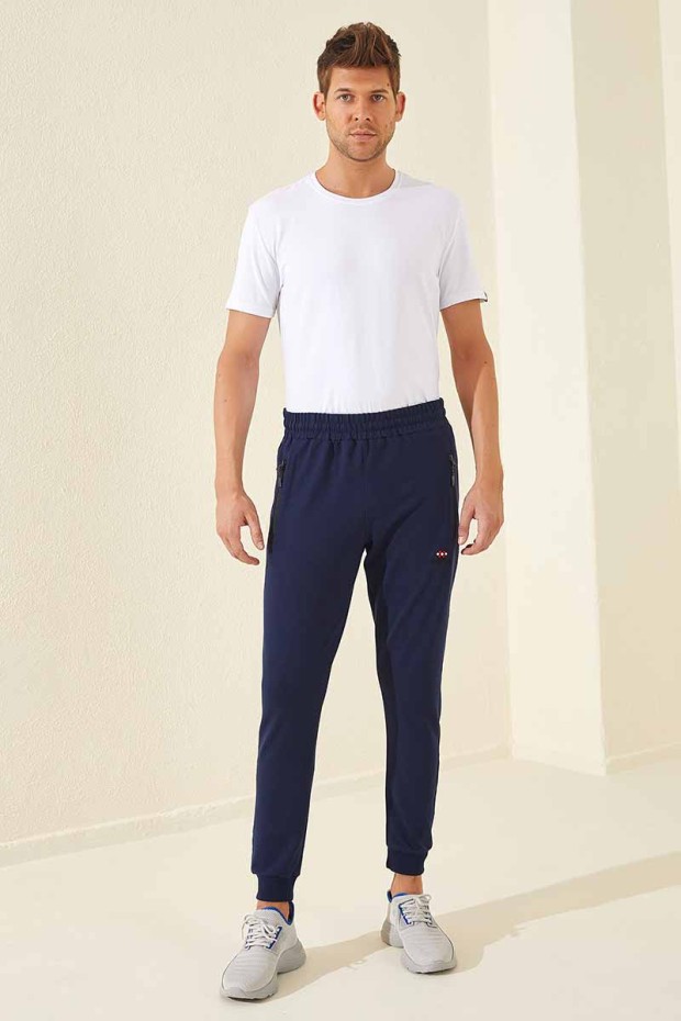 Tommy Life Zipper Pocket Indigo Men's Tracksuit Bottom