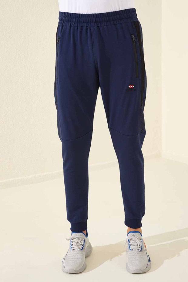 Tommy Life Zipper Pocket Indigo Men's Tracksuit Bottom