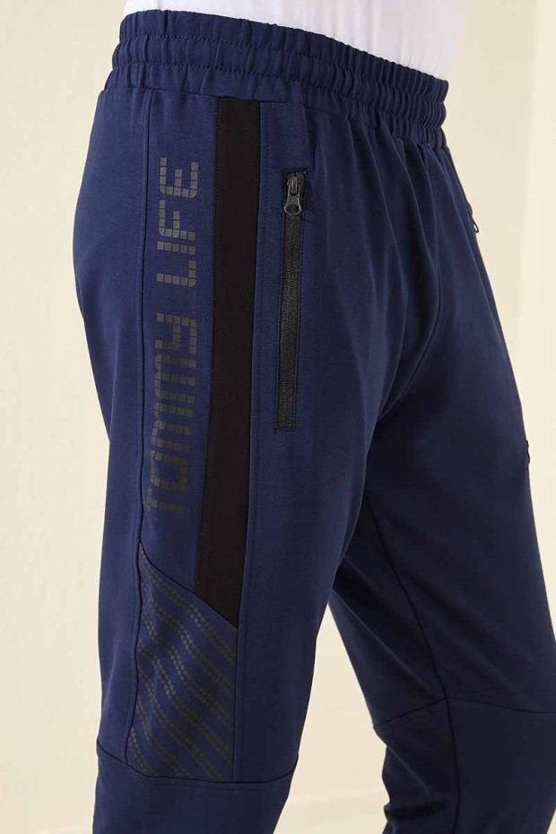Tommy Life Zipper Pocket Indigo Men's Tracksuit Bottom