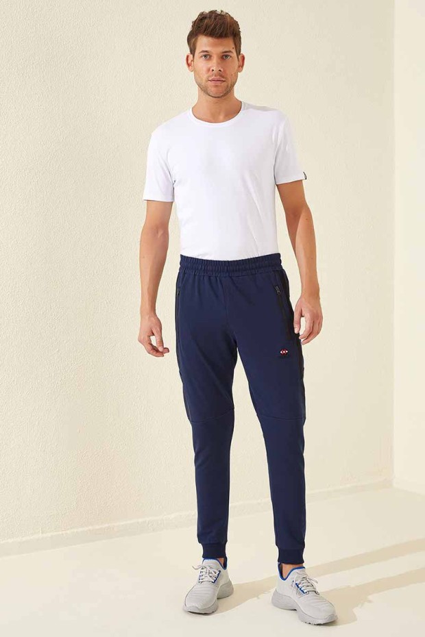 Tommy Life Zipper Pocket Indigo Men's Tracksuit Bottom