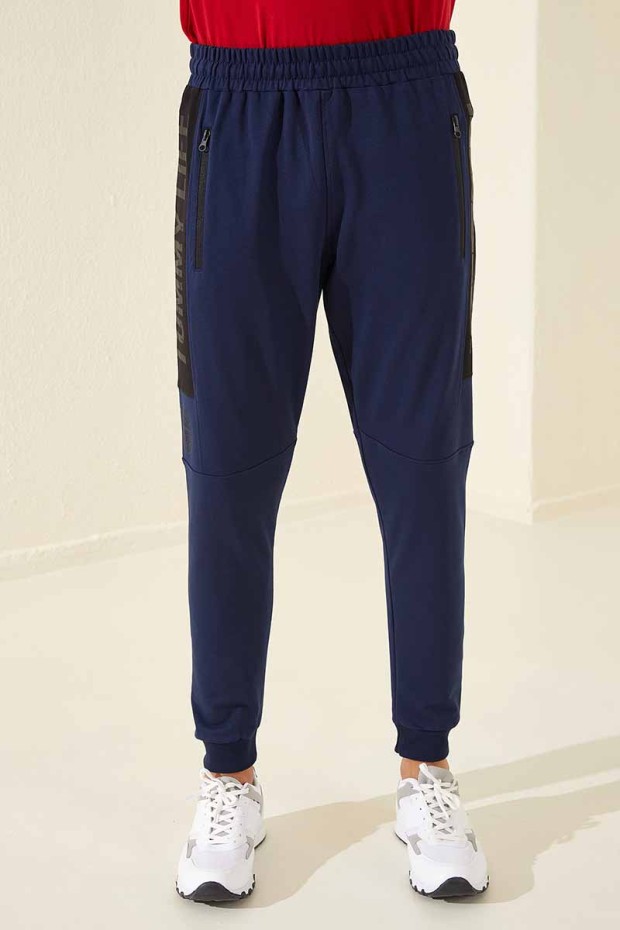 Tommy Life Zipper Pocket Indigo Men's Tracksuit Bottom