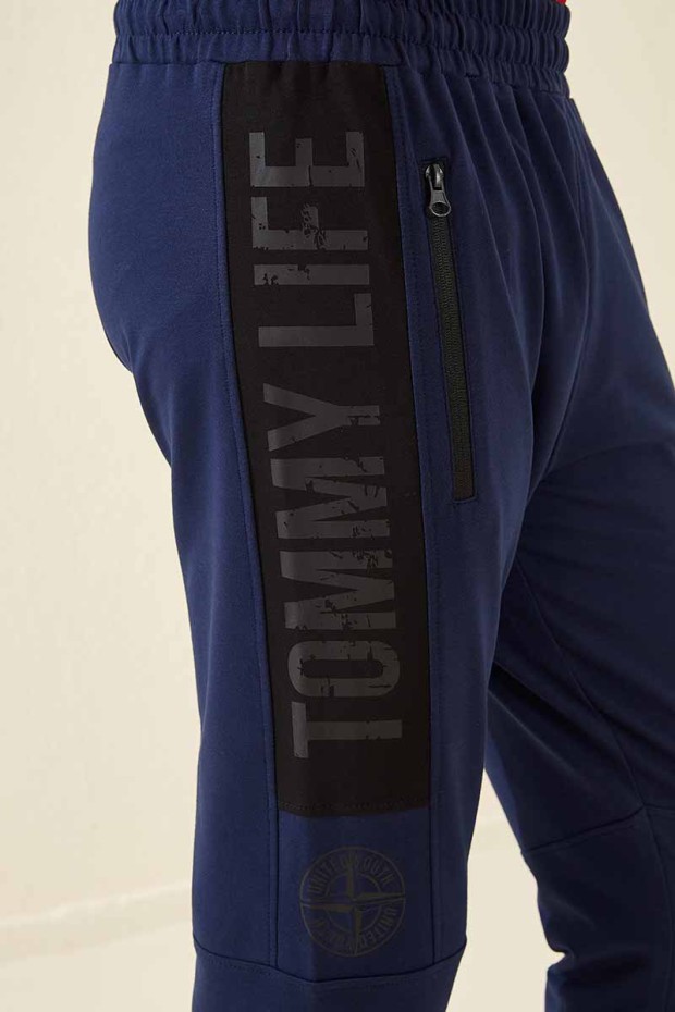 Tommy Life Zipper Pocket Indigo Men's Tracksuit Bottom