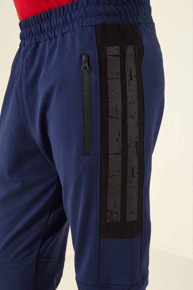 Tommy Life Zipper Pocket Indigo Men's Tracksuit Bottom