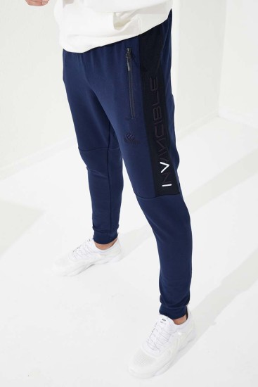 Invincible Side-Printed Indigo Men's Tracksuit Bottom - Thumbnail