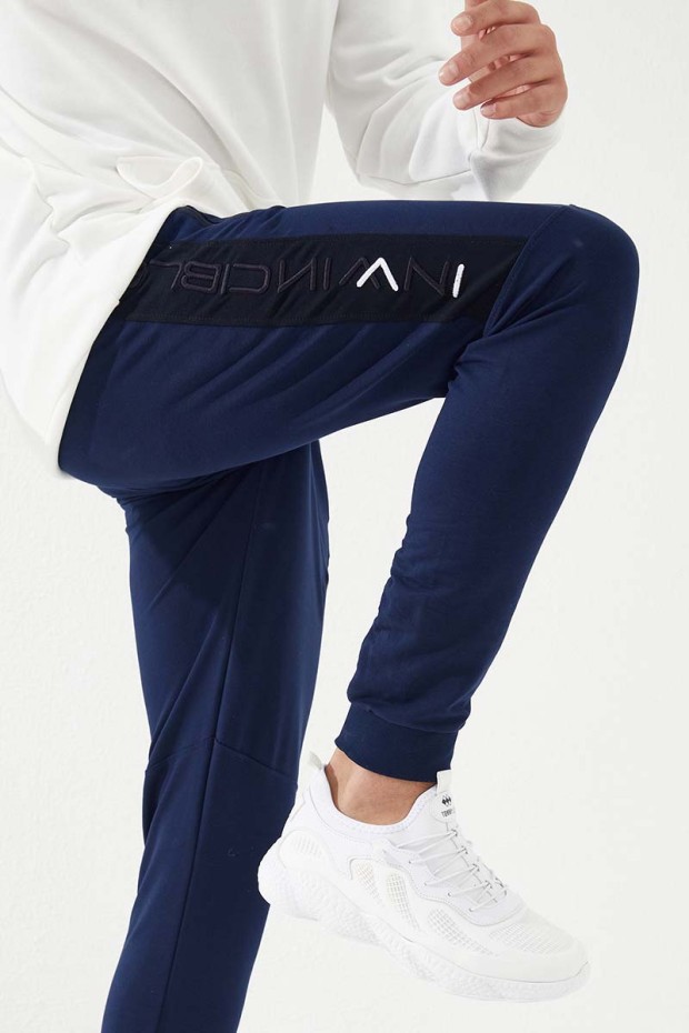 Invincible Side-Printed Indigo Men's Tracksuit Bottom