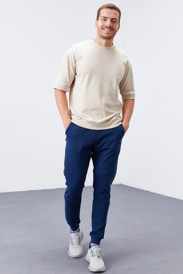 Tommy Life Reverse Zipper Indigo Men's Tracksuit Bottom