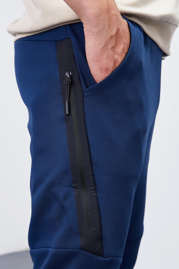 Tommy Life Reverse Zipper Indigo Men's Tracksuit Bottom