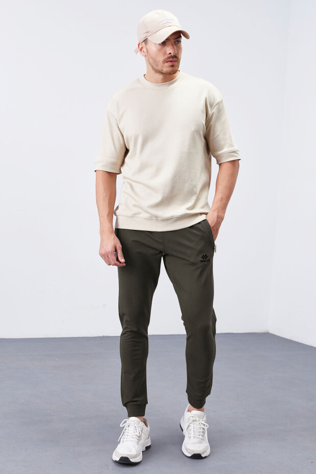 Tommy Life Zipper Pocket Khaki Men's Tracksuit Bottom - 1