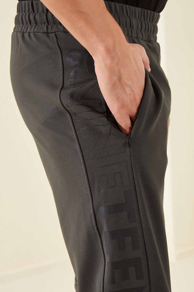 Tommy Life Nineteen Printed Khaki Men's Tracksuit Bottom