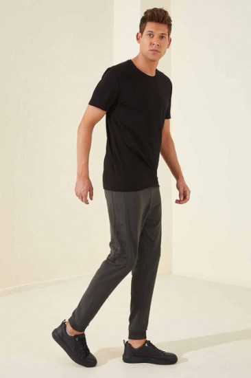 Tommy Life Nineteen Printed Khaki Men's Tracksuit Bottom - Thumbnail