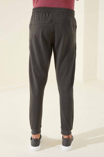 Tommy Life Side Detailed Cuffed Khaki Men's Tracksuit Bottom - Thumbnail