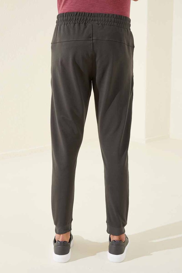 Tommy Life Side Detailed Cuffed Khaki Men's Tracksuit Bottom