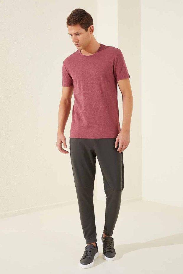 Tommy Life Side Detailed Cuffed Khaki Men's Tracksuit Bottom
