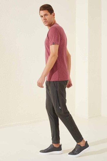 Tommy Life Side Detailed Cuffed Khaki Men's Tracksuit Bottom - Thumbnail