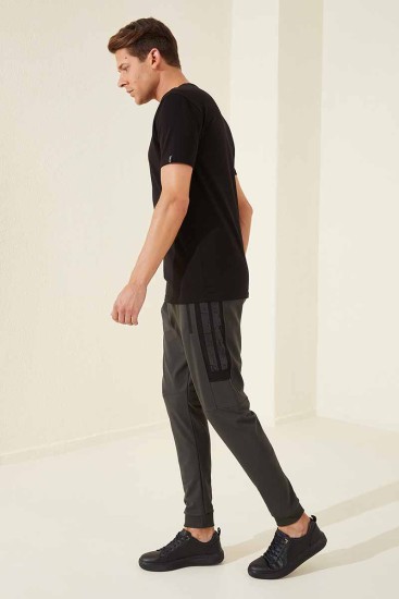 Tommy Life Zipper Pocket Khaki Men's Tracksuit Bottom - Thumbnail