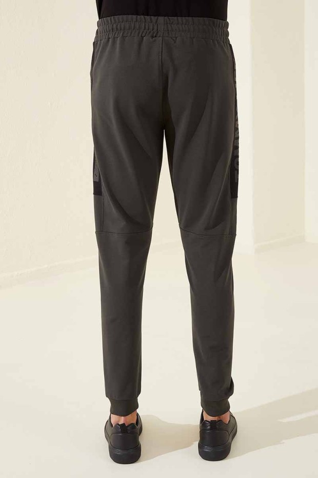 Tommy Life Zipper Pocket Khaki Men's Tracksuit Bottom