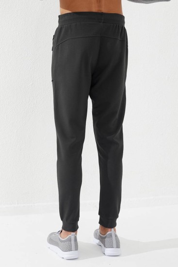Embroidered Pocket Cuffed Khaki Men's Tracksuit Bottom - Thumbnail