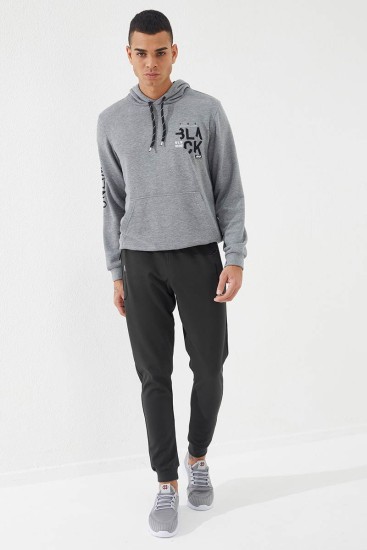 Embroidered Pocket Cuffed Khaki Men's Tracksuit Bottom - Thumbnail
